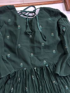 Elegant Emerald Green Kurta sharara Set