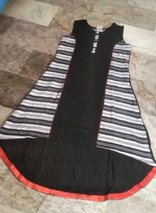 Brand New long black &amp; white cotton kurti