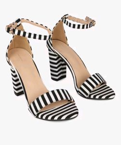 Black And White Heeled Sandals