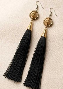 Elegant Black Tassel Earrings