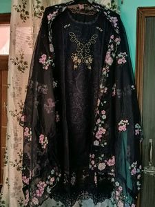 Elegant Black Floral Kurta Set