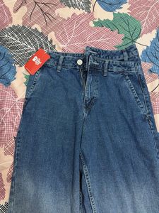 Souled store blue ombre Wide Leg Denim Jeans