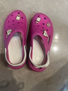 Fuchsia Crocs with Charms