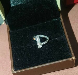Mom &amp; Dad Heart Ring pure silver