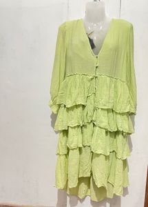 Lime Green Tiered Mini Dress