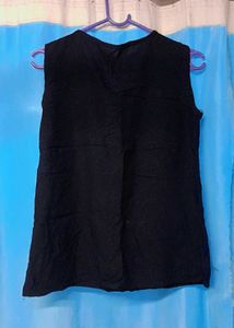 Embroidered Sleeveless Black Top