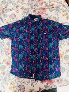 medium size Stylish Men's Blue Floral Print Shirt