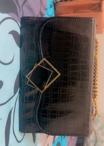 Chic Black Crocodile Clutch Bag
