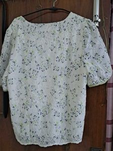 Shoujo Girl Floral Lace Puff Sleeve Top