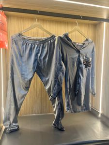 Satin Pajama Set - Blue