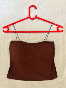 Brown Spaghetti Strap Tube Top