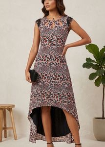 Chic Leopard Print High-Low Dress