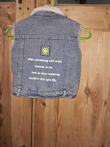 Denim Vest with Sherpa Lining