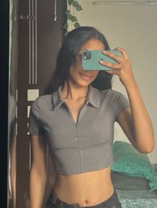 Ribbed Zip Up Crop Top