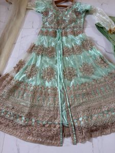 heavy bridal  Embellished Mint Green Gown