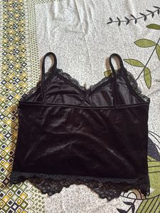 Goth Velvet Cami Top with Lace Trim