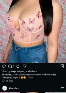 22286. Sheer Butterfly Crop Top