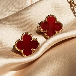 Red Clover Stud Anti Tarnished Earrings