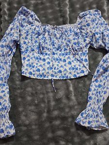 Chic Floral Print Puff Sleeve Top