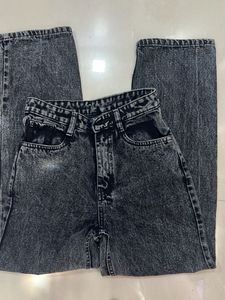 Washed Black Wide Leg Jeans