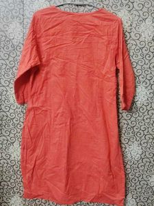 Embroidered Orange Kurta