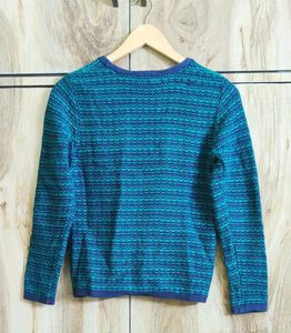 Stylish Teal Textured Cardigan size-34