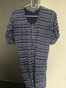 Stylish Blue & White Print Kurta