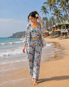 3-Piece Floral Print Co-ord Set With Earrings