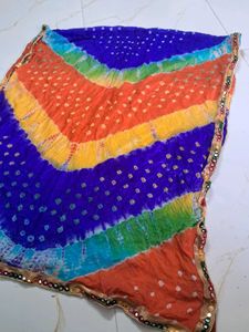 Vibrant Bandhani Dupatta with Mirror Work Border