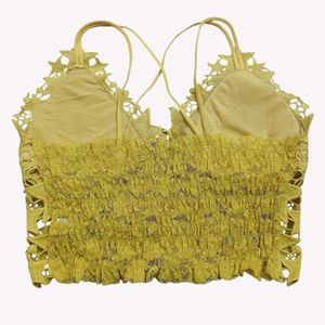 Yellow Star Lace-Up Crop Top