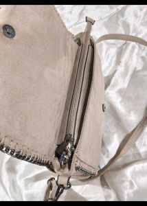 Beige Suede Crossbody Bag