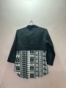 Fame Forever Black &amp; White Printed Shirt
