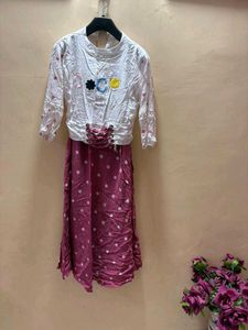 Cute White &amp; Purple Girls Dress