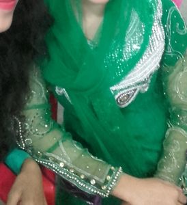 Green Embellished Anarkali Dress