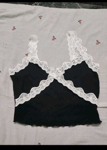 Black Lace Trim Cami Top