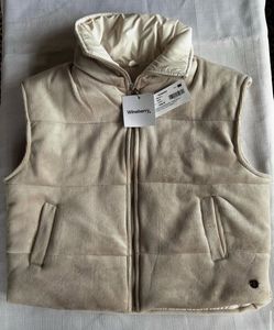 Women's Beige Corduroy Puffer Vest