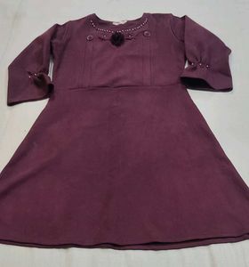 Maroon Knee Length Dress