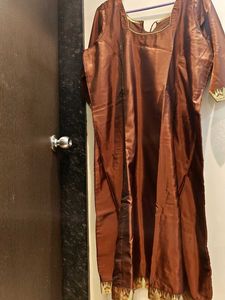 Customized Dark Brown Silk A line Kurta