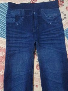 Women's Blue Denim Look Leggings