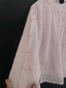 Elegant Pink Embroidered Blouse