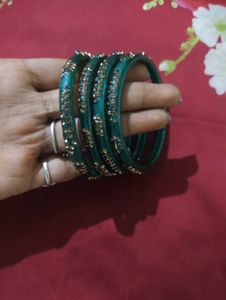 Green Stone Bangles