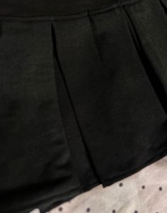 Cute Black pleated mini skirt with Red Bow