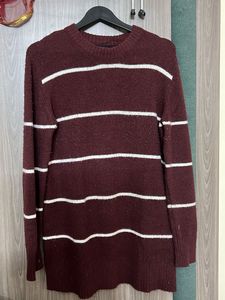 Striped Burgundy Pullover Sweater
