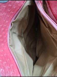 Chic Striped Ostrich Embossed Handbag