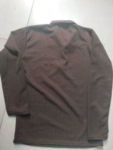 Men's Brown Zip Polo Shirt