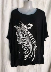 Black Zebra Print Oversized T-Shirt