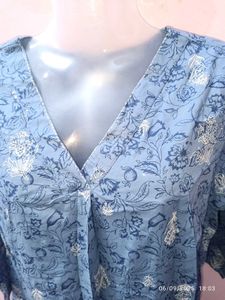 Xl Cotton Blue Floral Print Dress