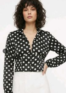 Chic Polka Dot Button-Up Blouse