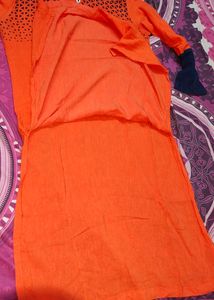Brick Colour Straight Kurta S Size