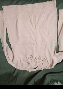 Cute Pink Pearl Embellished Sweater